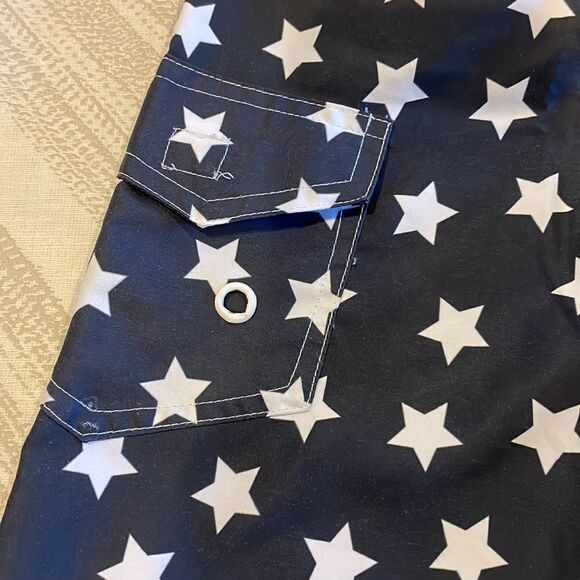 Mish Boys Navy Blue with White Stars Boys Swim Trunks - Picture 2 of 6